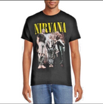 Nirvana Men's T-Shirt Garment Dyed Blackish Gray Band Shirt-Multiple Sizes